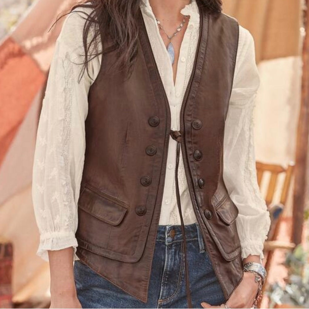 Lorena dark brown leather Vest. New with tags from Sundance.